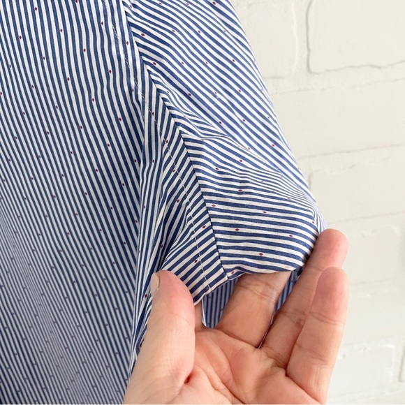 Scotch & Soda Amsterdam Blue/White Stripe Button-Down Shirt Men’s Sz 16.5 34/35 - Picture 7 of 13
